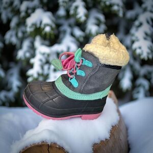 Baby Target THERMOLITE Pink Gray Snow Boots Shoes Winter Size 5